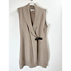Calvin Klein Wool Blend Quiet Luxury Old Money Equestrian Sweater Vest Dress Med